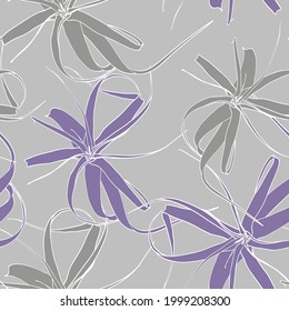 Cute floral pattern of abstract plant. Seamless texture. Colored cute cacti. Grey background. Elegant pattern for fashionable prints.