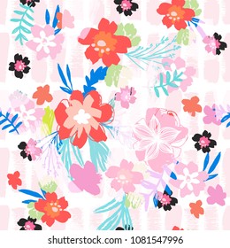 Cute Floral Pattern . Abstract Seamless Print for Design 