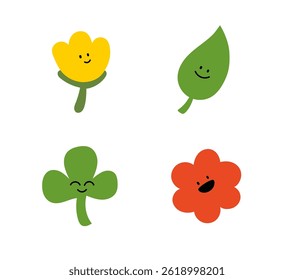 cute floral pattern background for kisd.colored set of vector sticker simple decorative elements. Various icons such as leaf, flower isolated on white background
