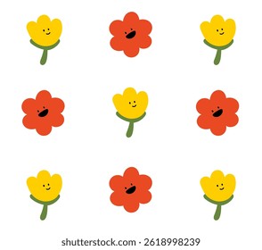 cute floral pattern background for kisd.colored set of vector sticker simple decorative elements. Various icons such as leaf, flower isolated on white background
