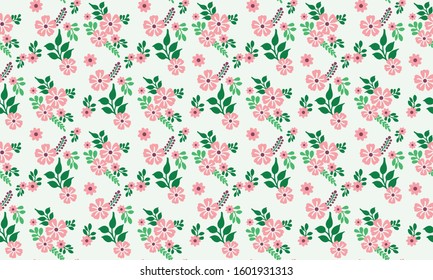 Cute floral pattern background, with leaf and floral unique drawing.