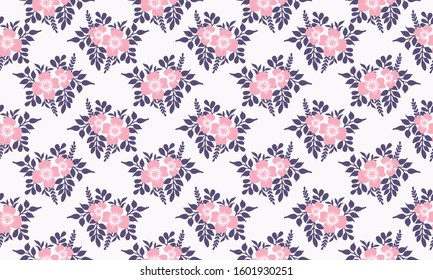 Cute floral pattern background for valentine, with unique drawing of leaf and floral.