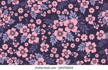Cute floral pattern background for valentine, with unique drawing of leaf and floral.