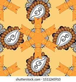 Cute floral pattern with buds chamomile flowers. Vector illustration. Miles Fleur, ditsy ornament. Vintage retro style. Seamless background. For print on fabric, textiles, wallpaper.