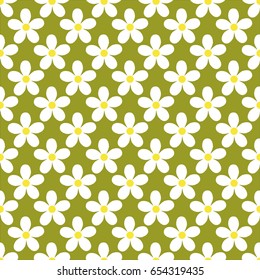 Cute floral pattern with buds chamomile flowers. Seamless background. Vector illustration for print on fabric, textiles, wallpaper. Vintage retro style. Miles Fleur, ditsy ornament. 