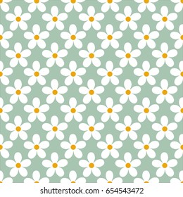 Cute floral pattern with buds chamomile flowers. Seamless background. Vector illustration for print on fabric, textiles, wallpaper. Vintage retro style. Miles Fleur, ditsy ornament.