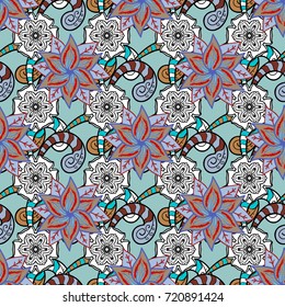 Cute floral pattern with buds chamomile flowers. Seamless background. Vintage retro style. Vector illustration. For print on fabric, textiles, wallpaper. Miles Fleur, ditsy ornament.