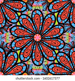 Cute floral pattern with buds flowers. Vector. For print on fabric, textiles, wallpaper. Vector illustration. Seamless background. Vintage retro style.