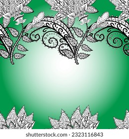 Patrón floral lindo con brotes florales. fondo transparente. ilustración vectorial para impresión en tejidos, textiles, papel pintado. Estilo retro vintage. vector. Verde. Marco.