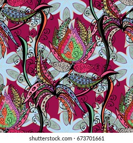 Cute floral pattern with buds flowers. For print on fabric, textiles, wallpaper. Vector illustration. Vintage retro style. Seamless background. Miles Fleur, ditsy ornament.