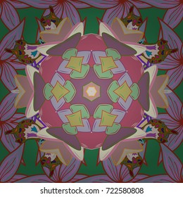Cute floral pattern with buds flowers. For print on fabric, textiles, wallpaper. Vintage retro style. Vector. Seamless background. Vector illustration.