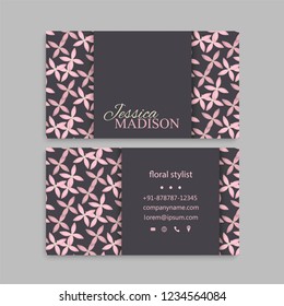 Cute Floral pattern Business card name card Design Template