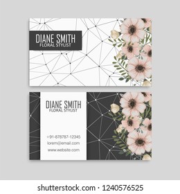 Cute Floral pattern Business card name card Design Template