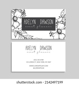 Cute Floral pattern Business card name card Design Template