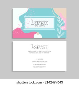 Cute Floral pattern Business card name card Design Template