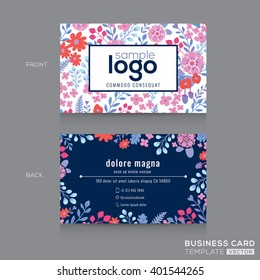 Cute Floral Pattern Business Card Name Card Design Template