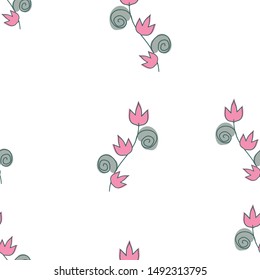 Cute floral pattern. It can be used to print on packaging, bags, cups, a laptop, a box, etc. The pattern is masked. Seamless Vector.