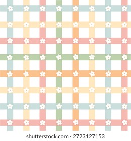 Padrão floral bonito com listras quadriculadas coloridas para decoração de berçário, impressões têxteis, papel de parede, banners, papelaria, fundos, papel de embalagem, embalagem do produto, etc. EPS 10
