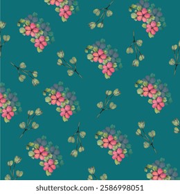 cute floral pattern design with multiple color combined.watercolor,seamless,floral,pattern.