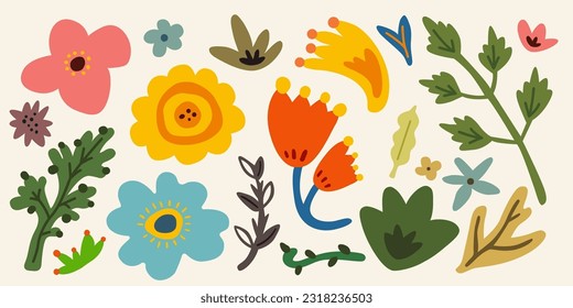 Patrón floral lindo en el estilo de dibujo de doodle sobre fondo blanco. Adecuado para tapicería de primavera, impresiones de tela y plantillas de diseño