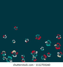 Cute Floral Pattern with Exotic Orchids for Greeting Card or Poster. Vector Background for Spring or Summer Design.
