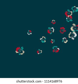 Cute Floral Pattern with Exotic Orchids for Greeting Card or Poster. Vector Background for Spring or Summer Design.
