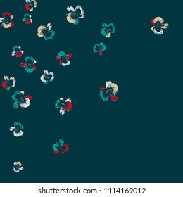 Cute Floral Pattern with Exotic Orchids for Greeting Card or Poster. Vector Background for Spring or Summer Design.
