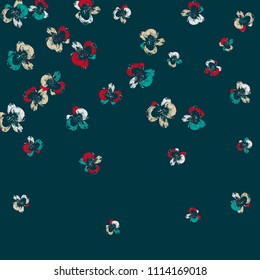 Cute Floral Pattern with Exotic Orchids for Greeting Card or Poster. Vector Background for Spring or Summer Design.
