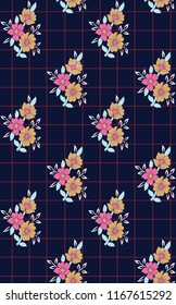 Cute Floral pattern in the flower on navy