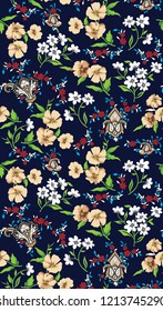 Cute Floral pattern in the flower on navy