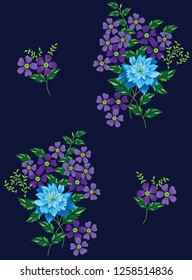 Cute Floral pattern in the flower on navy