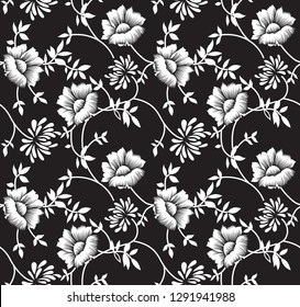 Cute Floral pattern in the flower on black and whte