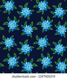 Cute Floral pattern in the flower on navy