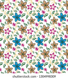 Cute Floral pattern in the flower on white
