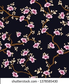 Cute Floral pattern in the flower on navy