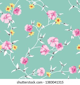Cute Floral pattern in the flower on green