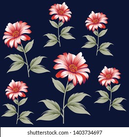 Cute Floral pattern in the flower on navy