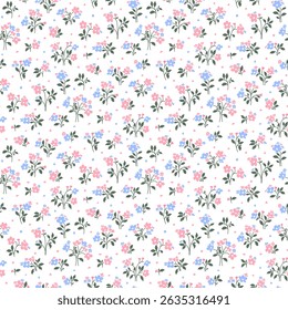 Cute floral pattern, flower seamless pattern, Hand drawn flower on light background, small flower design. ditsy pattern. Ditsy floral print for packaging, textile, wrapping paper, wallpaper, Fashion 