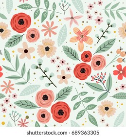 Color floral puro en la flor. Textura vectorial sin inconvenientes. Elegante plantilla para impresiones de moda. Impresión con flores rosas muy pequeñas. fondo beige.