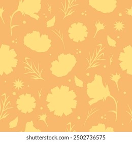 Cute floral pattern with flowers and buds, seamless fabric print, abstract