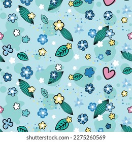 Cute floral pattern with flowers. Seamless vector texture. Elegant template for fashion prints. Spring summer, flowers blossom texture.