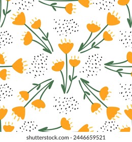 Lindo patrón floral en las flores. Textura de Vector sin costuras. Plantilla elegante para estampados de moda. Fondo blanco.