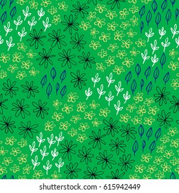 Cute Floral pattern with hand drawn flowers. Seamless ditsy texture for your design. Summer Floral Field background.
