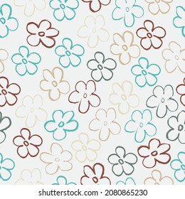 Cute floral pattern in library style. A lot of different flowers on the field. Liberty style millefleurs.