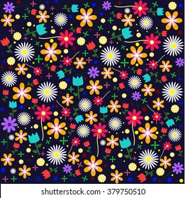 cute floral pattern on black background
