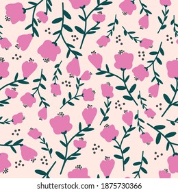 Cute floral pattern . Printing color in a flower. Seamless vector texture. Beautiful pink flower buds. pale pink background. elegant template for fashionable prints.