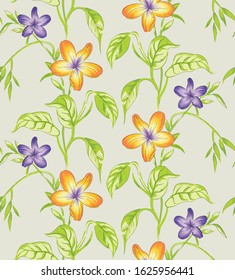 Cute Floral pattern red flower on green