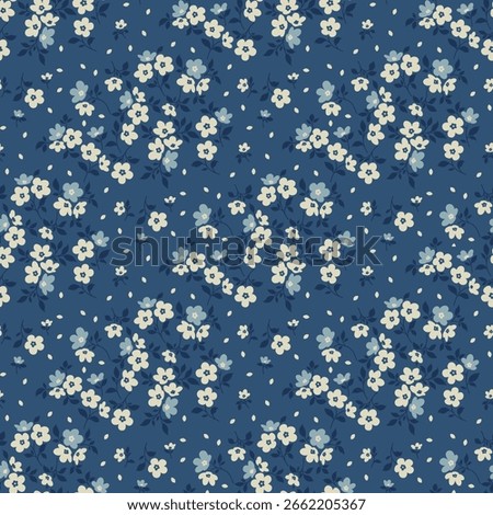 Cute floral pattern, Seamless flower pattern, liberty floral ditsy print, small flower botanical design, simple hand drawn flowers, small background pattern, design on a dark background. Vector 