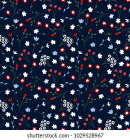 Cute floral pattern. Seamless flowers background for fabric, wrapping, wallpaper, paper.
