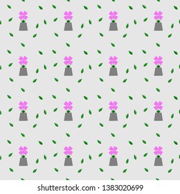 Cute Floral pattern seamless pink flower and leaf vector texture. Elegant template for fashion prints White background. illustration.